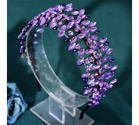 Cerchietto per capelli da sposa, con strass, perle, per matrimonio, damigella d'onore, feste, accessori per capelli, Hp608-viola