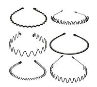 Cerchietto per Capelli da Uomo Nero da 6 Pezzi, Decorativo, Leggero, in Metallo, per Capelli Maschili, Antiscivolo, Portatile, per Lavare il Viso e Fare Jogging