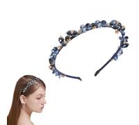 Cerchietto per capelli Dirndl, blu con strass, per Oktoberfest, da donna, intrecciato, per matrimonio, compleanno, festa, abbigliamento quotidiano (azzurro, largo)