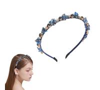 Cerchietto per capelli Dirndl, blu con strass, per Oktoberfest, da donna, intrecciato, per matrimonio, compleanno, festa, abbigliamento quotidiano (blu scuro, largo)
