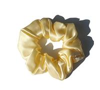 Cerchietto Per Capelli Donna 100% Pure Silk Large Scrunchies Cortops Capel Bands Ties Elastics Ponytail Supporti for le donne Accessori for ragazze 19 momme 3.5 cm Fascia Per Capelli(24 Light Yellow)
