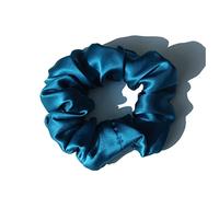Cerchietto Per Capelli Donna 100% Pure Silk Large Scrunchies Cortops Capel Bands Ties Elastics Ponytail Supporti for le donne Accessori for ragazze 19 momme 3.5 cm Fascia Per Capelli(19 Peacock Blue)