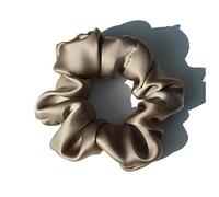 Cerchietto Per Capelli Donna 100% Pure Silk Large Scrunchies Cortops Capel Bands Ties Elastics Ponytail Supporti for le donne Accessori for ragazze 19 momme 3.5 cm Fascia Per Capelli(7 Khaki)