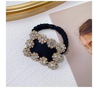 Cerchietto Per Capelli Donna Baroque Full Rhinestone Capelli Cravatta Accessori moda Donne Strass Round Band Rumo Band Ponytail Casily Corda Elastica Scrillies Fascia Per Capelli(Square)