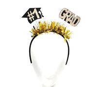 Cerchietto per capelli dorato per studenti di laurea con brillante orpelli a forma di lettera GRAD Fasce per carnevale orpelli Cerchietto per capelli per studenti lauree Shinning Bachelor Cap Forma