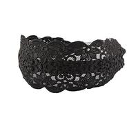 Cerchietto per capelli elegante e ampio, in pizzo floreale, colore: nero