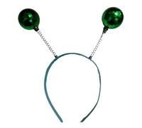 Cerchietto per capelli in argento metallizzato con due palle oscillanti, accessori per capelli, copricapo per feste e costumi di Halloween