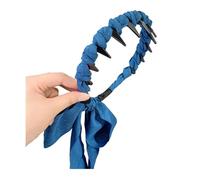 Cerchietto per capelli in denim con fiocco antiscivolo e pettine dentato, fissatore per capelli rotti, accessorio per capelli alla moda per uso quotidiano, sport e trucco, blu scuro