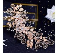 Cerchietto per capelli in lega con fiori e strass, tiara da sposa e corona dorata
