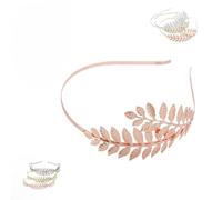 Cerchietto per capelli in metallo con motivo a foglie, da donna, in oro, da sposa, per feste in costume, ballo di fine anno, matrimonio (NO.1, taglia unica)