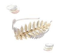 Cerchietto per capelli in metallo con motivo a foglie, da donna, in oro, da sposa, per feste in costume, ballo di fine anno, matrimonio (NO.12, taglia unica)