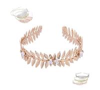 Cerchietto per capelli in metallo con motivo a foglie, da donna, in oro, da sposa, per feste in costume, ballo di fine anno, matrimonio (NO.6, taglia unica)
