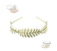 Cerchietto per capelli in metallo con motivo a foglie, da donna, in oro, da sposa, per feste in costume, ballo di fine anno, matrimonio (NO.8, taglia unica)