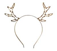 Cerchietto per capelli in metallo con orecchie di gatto, corna di renna, per feste a tema natalizio, accessori per capelli, cerchietto in metallo con cristalli