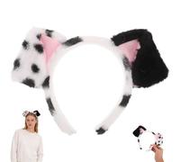 Cerchietto per capelli in peluche con orecchie dalmata, morbido a pois, per costume da cucciolo - orecchie di cane, fascia per la festa di carnevale, accessorio per costume cosplay party (A)