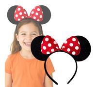 Cerchietto per capelli in raso, a forma di orecchie di Minnie della Disney, colore nero, rosso, bianco, per costume rosso Colore: rosso taglia unica