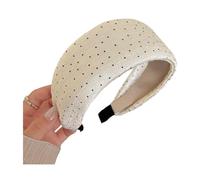 Cerchietto per capelli in raso allargato da donna, a pois, curvo, per dimagrire il viso, comodo, antiscivolo, accessorio per capelli per trucco e uso quotidiano, bianco