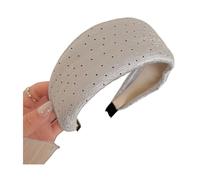 Cerchietto per capelli in raso allargato da donna, a pois, curvo, per dimagrire il viso, comodo, antiscivolo, accessorio per capelli per trucco e uso quotidiano, grigio
