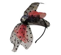 Cerchietto per capelli in rete a pois con grande fiocco, elegante accessorio per lo styling dei capelli per banchetti formali a tema festa a tema