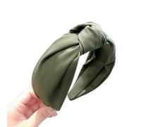 Cerchietto per capelli in tessuto con nodo, larghezza 6 cm, per donna, tinta unita, annodato, antiscivolo, vintage, per tutti i giorni, verde