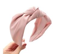 Cerchietto per capelli in tessuto con nodo, larghezza 6 cm, per donna, tinta unita, annodato, antiscivolo, vintage, per tutti i giorni, rosa