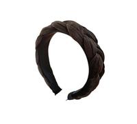 Cerchietto per capelli in velluto, semplice, ampio, alla moda, con treccia intrecciata (caffè)