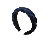 Cerchietto per capelli in velluto, semplice e ampio, alla moda, con treccia intrecciata (blu scuro)