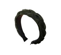 Cerchietto per capelli in velluto, semplice e ampio, alla moda, con treccia intrecciata (verde A)