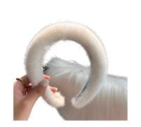 Cerchietto per capelli invernale da donna, alla moda, idea regalo pelosa (bianco)