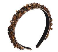 Cerchietto per capelli irregolare, con piccole pietre di ghiaia e perline, per donne e ragazze, ideale per feste di nozze