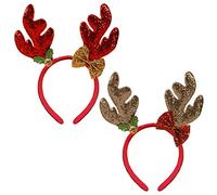 Cerchietto per capelli natalizio con renna glitterata, cerchietto per capelli con corna di renna, fascia per capelli da donna, cervo con campanella, decorazione per feste, cosplay, accessori per