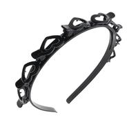 Cerchietto per capelli ondulati con doppia frangia clip per acconciatura con frangetta, fasce rigide con pettine per denti di squalo multistrato per adulti ragazze ho