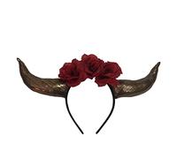 Cerchietto per capelli per adulti, per Halloween, diavolo, bue, fiore, decorazione, corno lungo, per cosplay, feste in maschera, copricapo per corno del diavolo, decorazione floreale, fasce per adulti