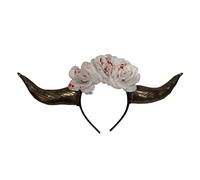Cerchietto per capelli per adulti, per Halloween, diavolo, bue, fiore, decorazione, corno lungo, per cosplay, feste in maschera, copricapo per corno del diavolo, decorazione floreale, fasce per adulti