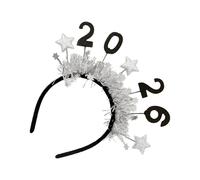 Cerchietto per capelli per Capodanno, 2026, con glitter, per feste, color oro e argento, con puntali a stella, per famiglia, fidanzata, figlia, eventi, vacanze, servizio fotografico, compleanno