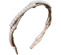 Cerchietto per capelli portatile alla moda coreano per donne fascia pieghevole con disegni antiscivolo e perle finte decorazione