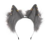 Cerchietto per capelli realistico con orecchie di lupo con orecchini, per donne e adolescenti, per appassionati di film, anime, incontri a tema, fascia per capelli con orecchie di gatto, per adulti