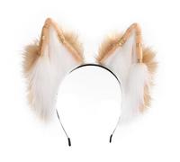 Cerchietto per capelli realistico con orecchie di lupo con orecchini, per donne e adolescenti, per appassionati di film, anime, incontri a tema, fascia per capelli con orecchie di gatto, per adulti