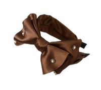 Cerchietto per capelli, tinta unita, con fiocco, fascia per capelli da donna, antiscivolo, accessorio per capelli, stile vintage, per il lavaggio del viso, marrone scuro A