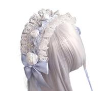 Cerchietto per capelli unisex con fiocco punk, in pizzo, per concerti rock, rivetti, copricapo scuro, abbigliamento unisex