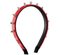 Cerchietto per capelli unisex con rivetti punk, in poliuretano, per concerti rock, rivetti, copricapo scuro, abbigliamento unisex