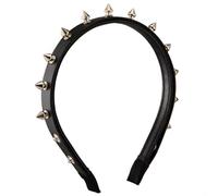 Cerchietto per capelli unisex con rivetti punk, in poliuretano, per concerti rock, rivetti, copricapo scuro, abbigliamento unisex