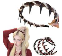 Cerchietto per capelli vintage con perle artificiali di cranio alto, accessori per capelli alla moda per ragazze, eleganti fasce decorative per capelli, per matrimoni, casa, antiscivolo, con denti