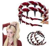 Cerchietto per capelli vintage con perle artificiali di cranio alto, accessori per capelli alla moda per ragazze, eleganti fasce decorative per capelli, per matrimoni, casa, antiscivolo, con denti (2