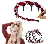 Cerchietto per capelli vintage con perle artificiali di cranio alto, accessori per capelli alla moda, idea regalo, elegante fascia decorativa per capelli, per matrimoni, casa, antiscivolo, con denti