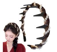 Cerchietto per capelli vintage con perle artificiali di cranio alto, elegante fascia per capelli antiscivolo con denti, design alto cranico e Wea per tutte le forme della testa, cerchietto per capelli