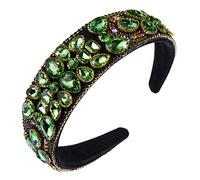 Cerchietto per capelli vintage da donna con gocce d'acqua verdi e cristalli sintetici, per gioielli con strass