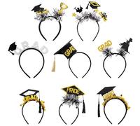 Cerchietto per cappello di laurea | Cappello in feltro per abito di laurea | 8 Pezzi Cerchietto Con Glitter Per Cerimonia Di Laurea Prescolare Asilo Infanzia Università Accessorio Per