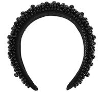 Cerchietto per Chioma Donna Perline Barocche Spugna Nero Elegante | Decorativo e Comodo da Indossare, Struttura Confortevole, per Donne, Feste e Uso Quotidiano