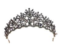 Cerchietto per da sposa con barocca vintage, tiara in cristallo nero, per Halloween, ballo di fine anno, festa di compleanno